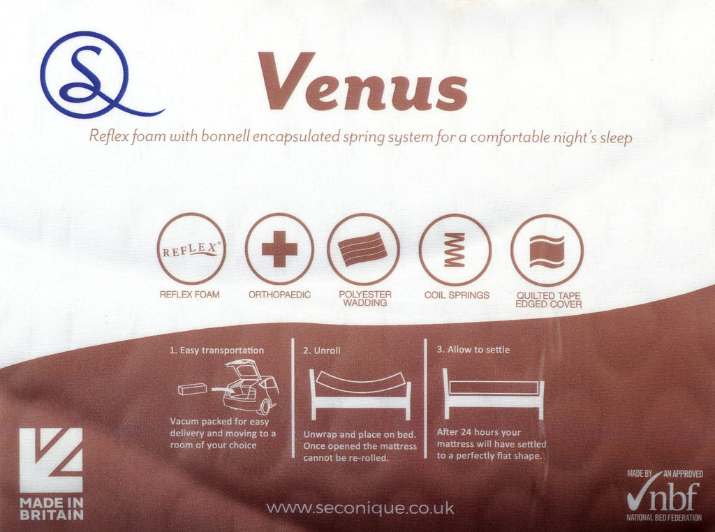 Venus 4'6" Memory Cool Rolled Mattress - White Fabric