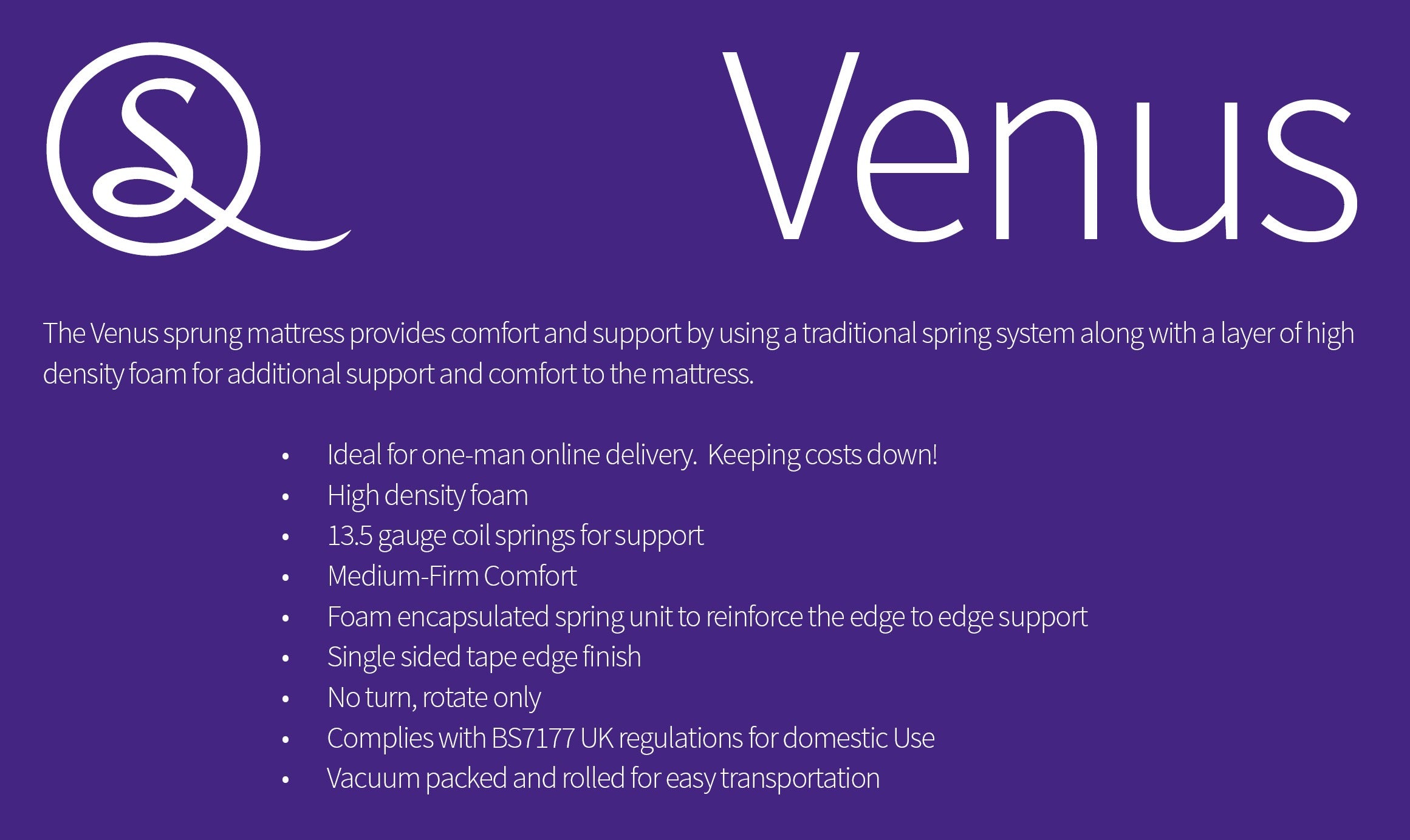 Venus 4' (Small Double) Memory Cool Rolled Mattress - White Fabric