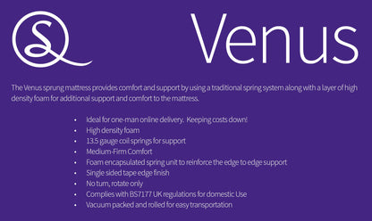 Venus 4'6" Memory Cool Rolled Mattress - White Fabric