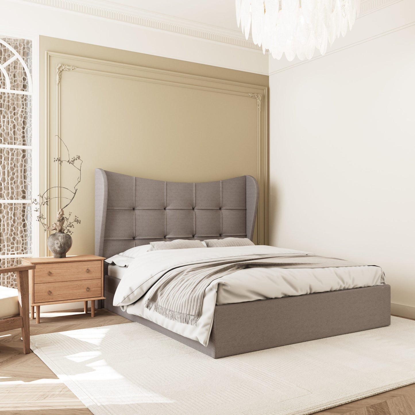 Verona 5' Ottoman Bed - Brown Fabric