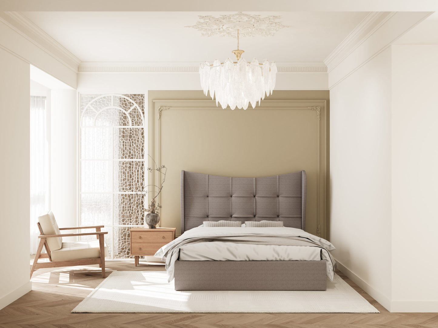 Verona 5' Ottoman Bed - Brown Fabric