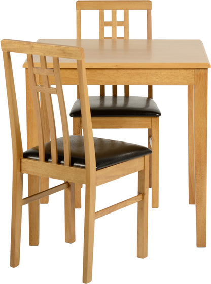 Vienna Dining Set (X2 Chairs) - Medium Oak/Brown Pu