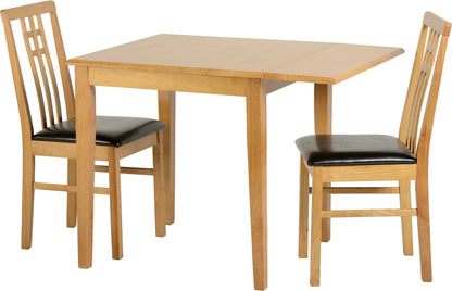 Vienna Drop Leaf Dining Set (X2 Chairs) - Medium Oak/Brown Pu