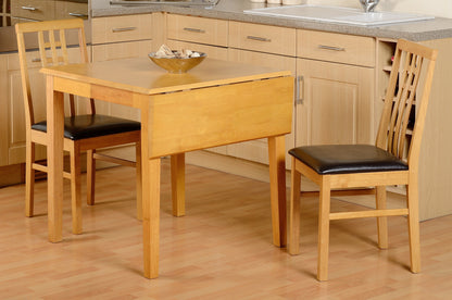Vienna Drop Leaf Dining Set (X2 Chairs) - Medium Oak/Brown Pu