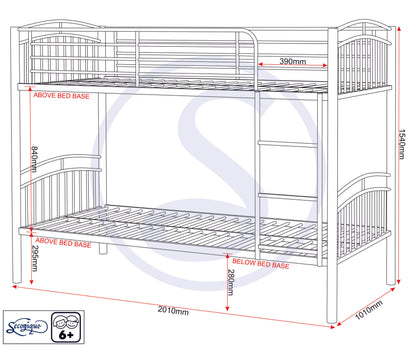 Ventura 3' Bunk Bed - Black