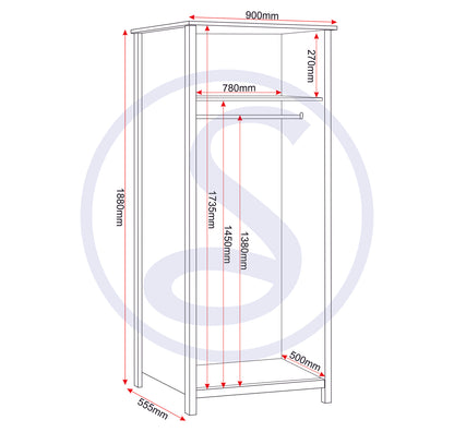 Vermont 2 Door Wardrobe - White/Grey