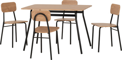 Warren 1+4 Dining Set - Russet Oak Effect/Black