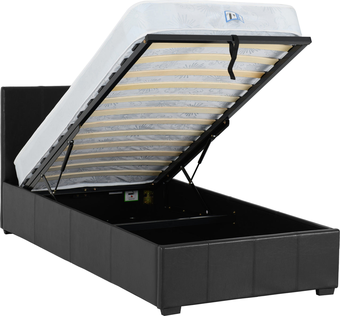 Waverley 3' Storage Bed - Black Pu
