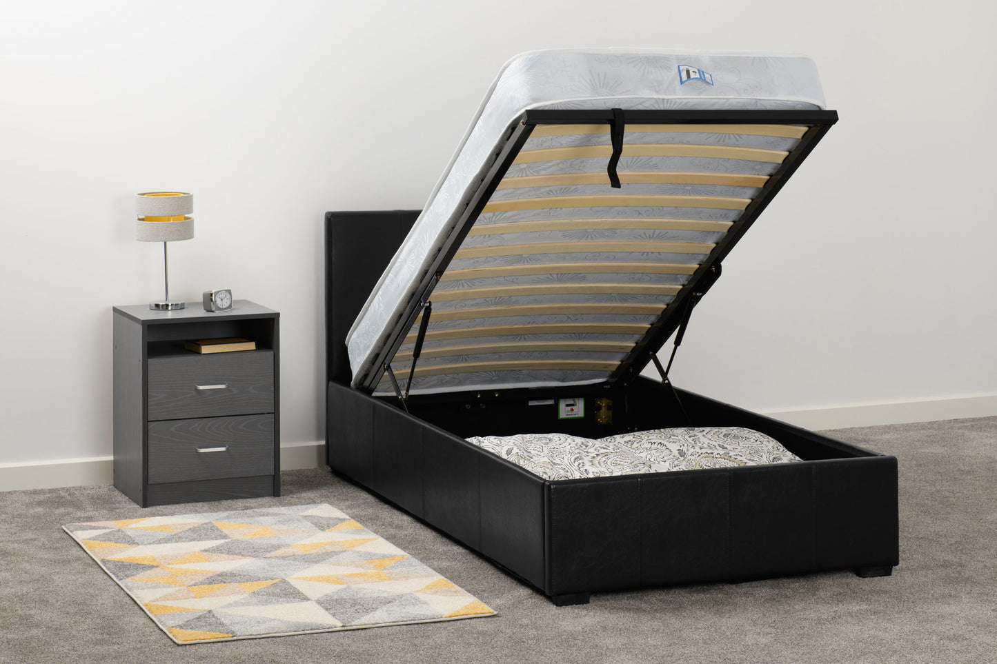 Waverley 3' Storage Bed - Black Pu