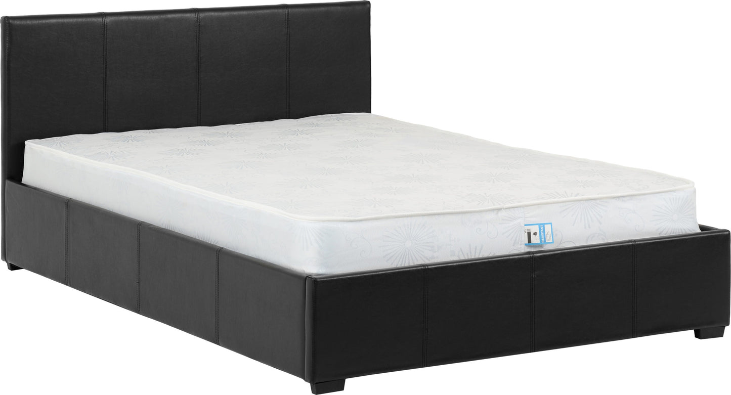 Waverley 4'6" Storage Bed - Black Pu