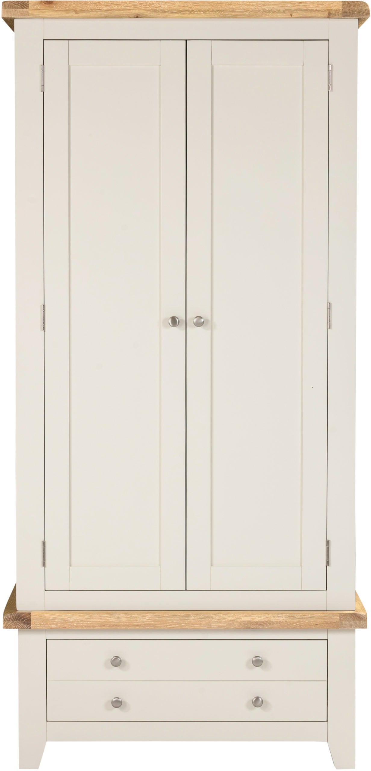 Windsor 2 Door 1 Drawer Wardrobe - Ivory/Oak