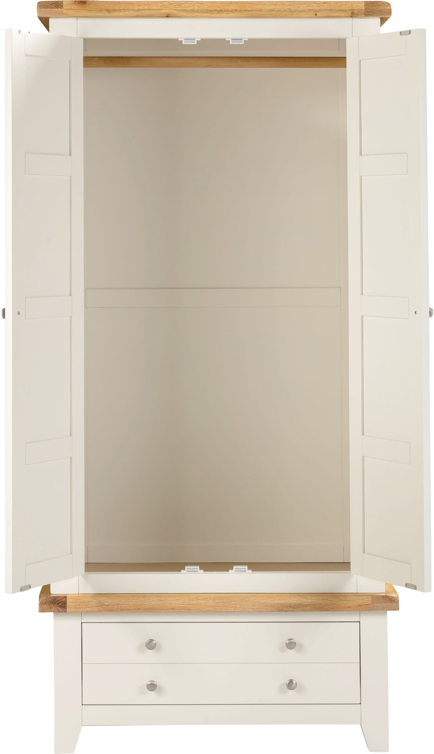Windsor 2 Door 1 Drawer Wardrobe - Ivory/Oak