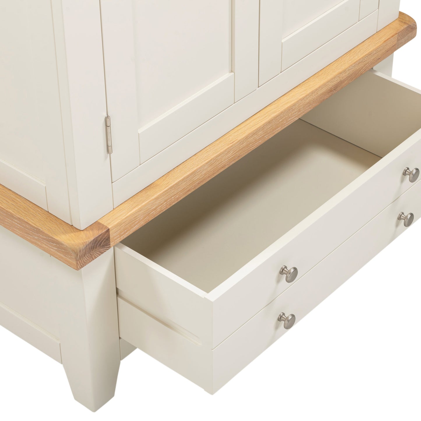 Windsor 2 Door 1 Drawer Wardrobe - Ivory/Oak