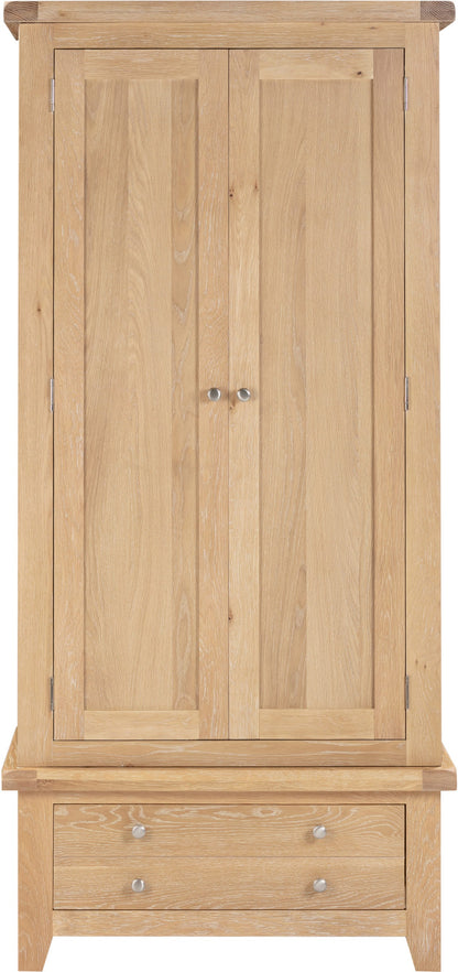 Windsor 2 Door 1 Drawer Wardrobe - Natural Oak