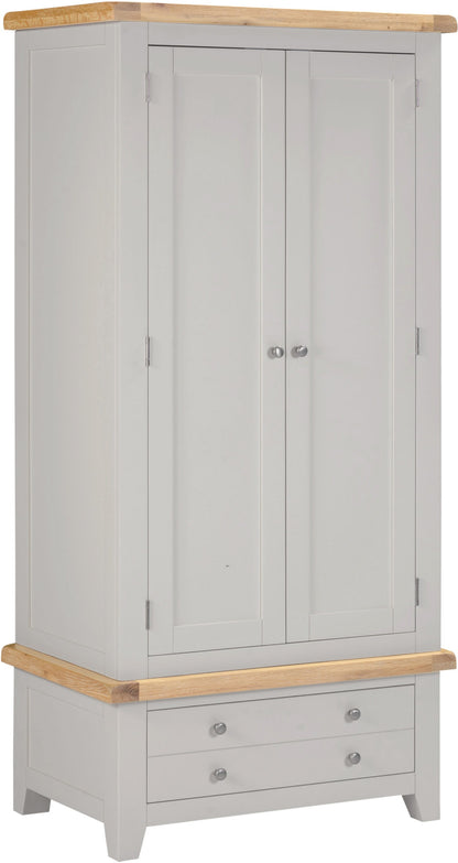 Windsor 2 Door 1 Drawer Wardrobe - Pebble Grey/Oak