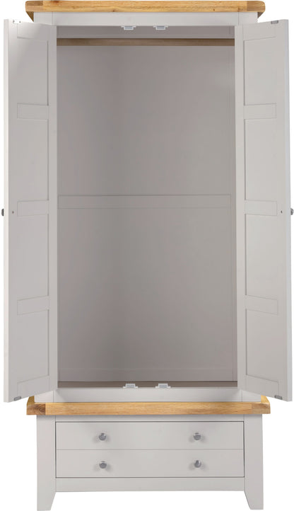 Windsor 2 Door 1 Drawer Wardrobe - Pebble Grey/Oak