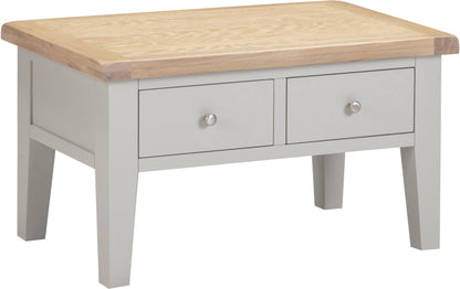 Windsor 2 Drawer Coffee Table - Pebble Grey/Oak
