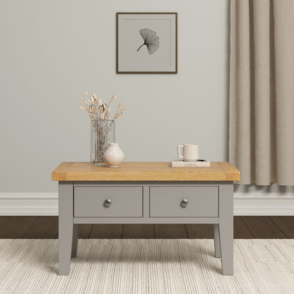 Windsor 2 Drawer Coffee Table - Pebble Grey/Oak