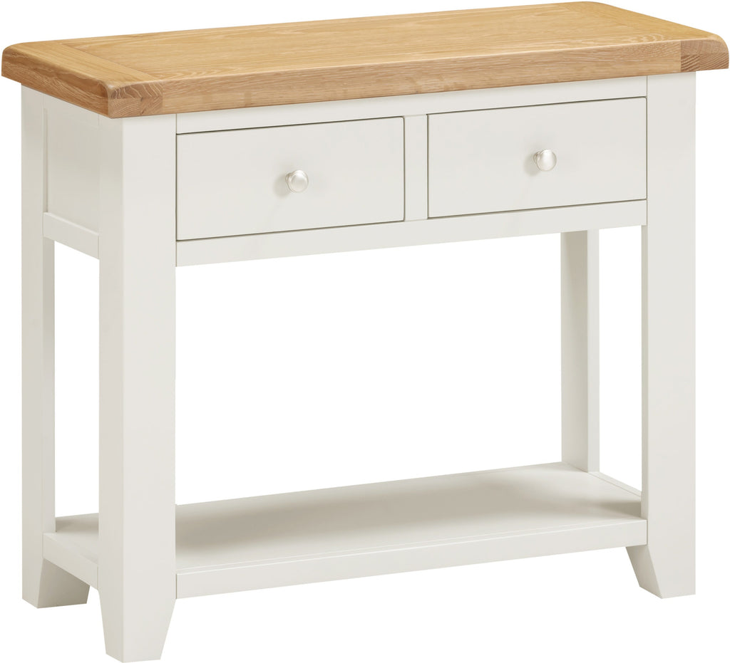 Windsor 2 Drawer Console Table - Ivory/Oak