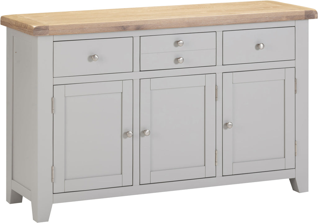 Windsor 3 Door 3 Drawer Sideboard - Pebble Grey/Oak