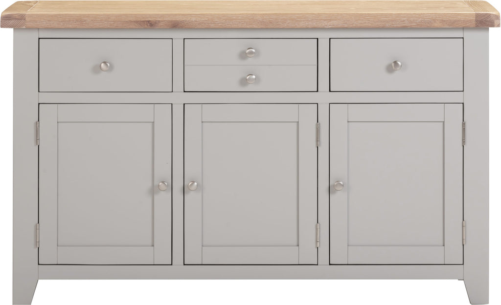 Windsor 3 Door 3 Drawer Sideboard - Pebble Grey/Oak