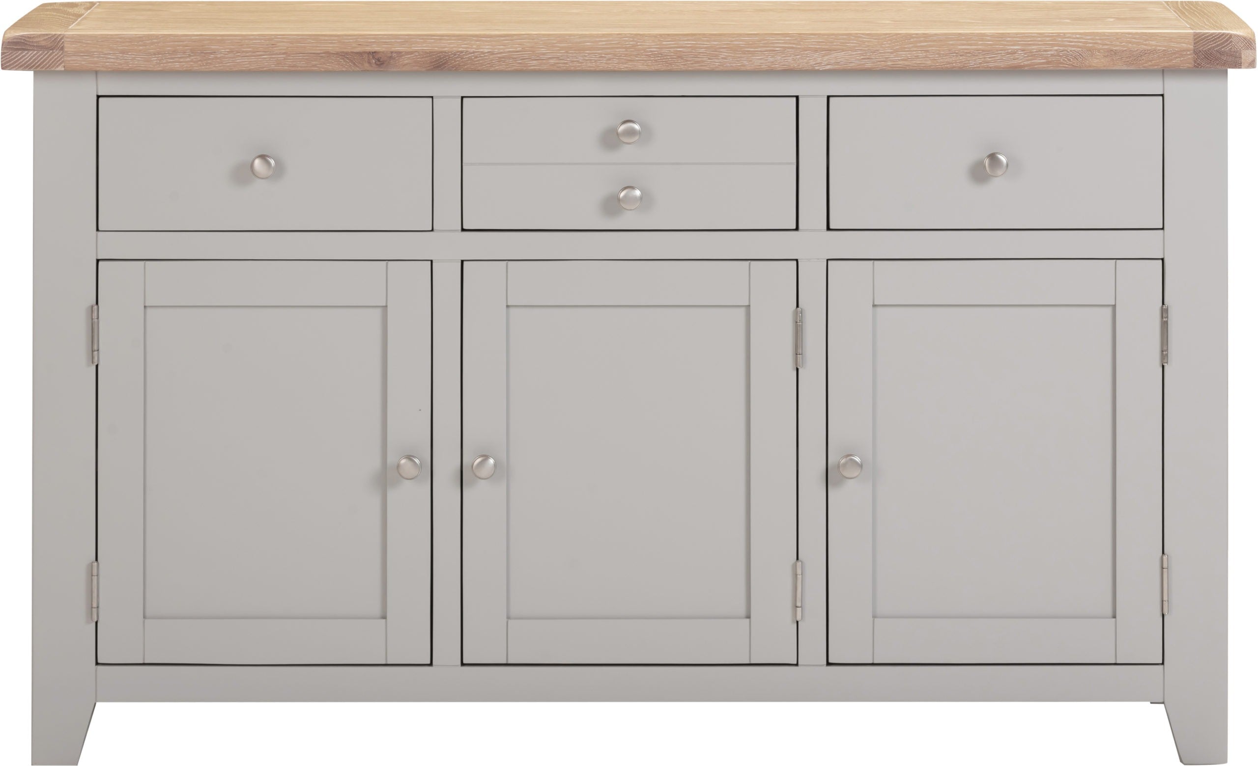 Windsor 3 Door 3 Drawer Sideboard - Pebble Grey/Oak