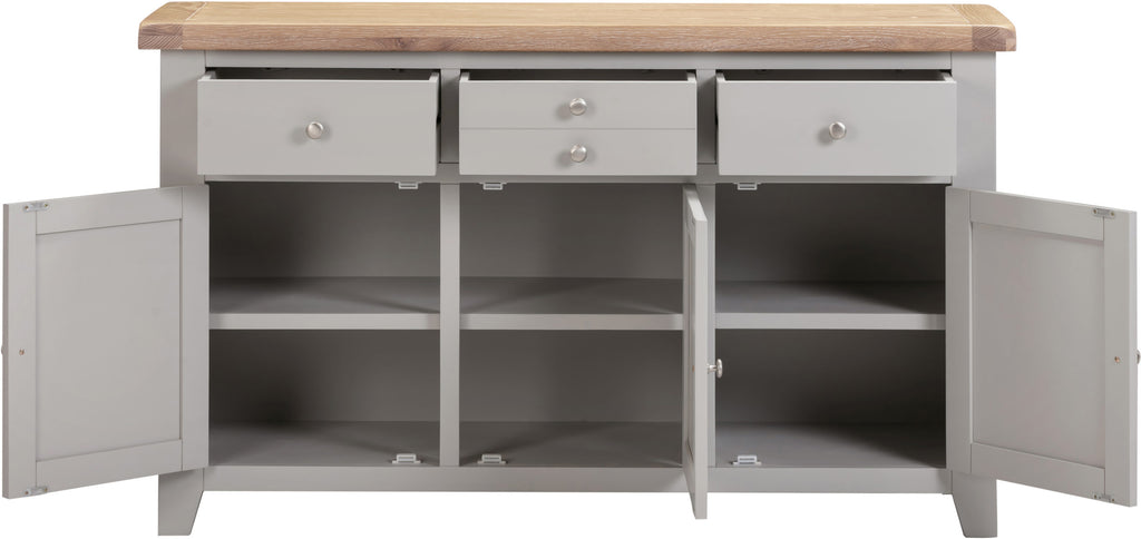 Windsor 3 Door 3 Drawer Sideboard - Pebble Grey/Oak