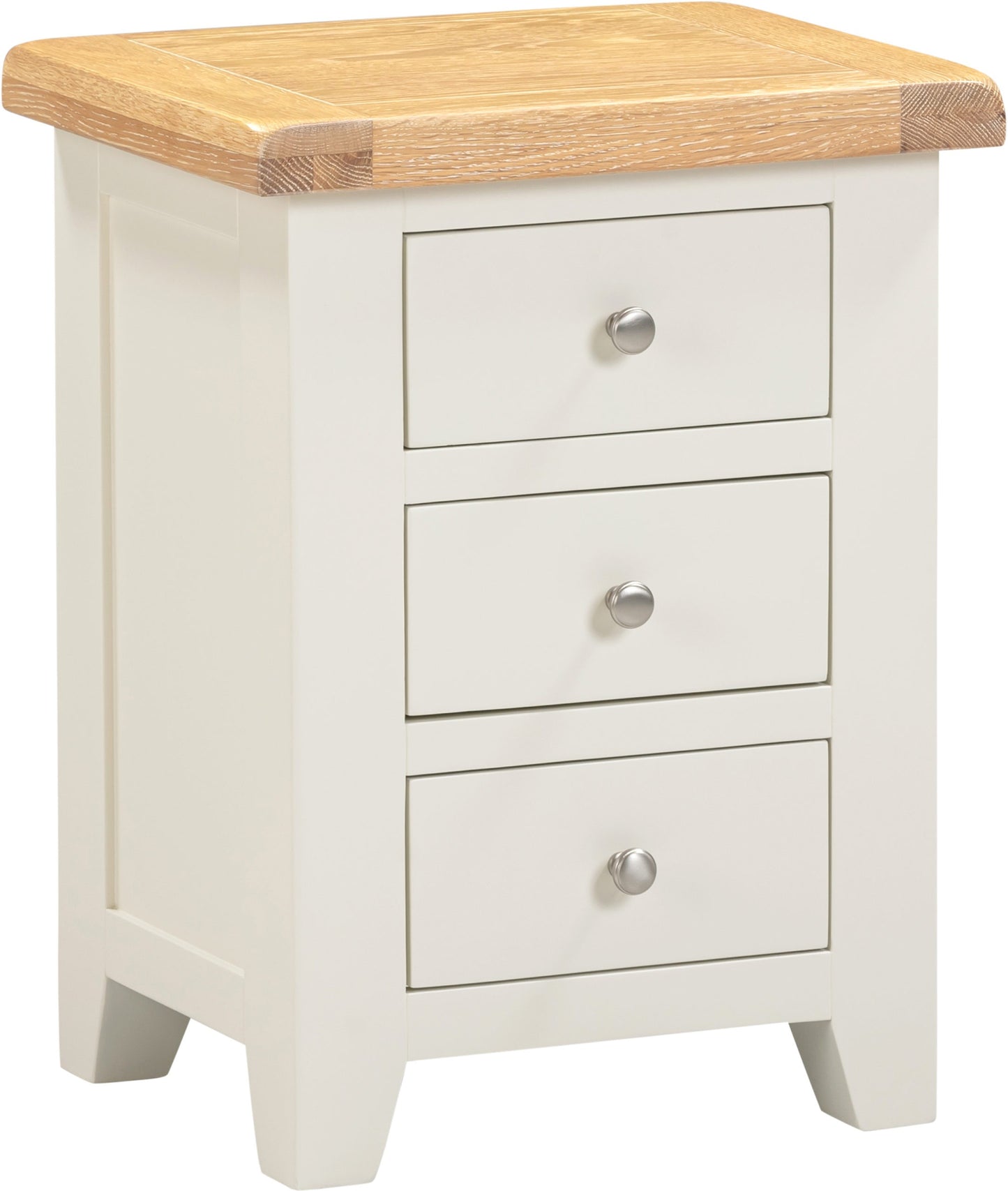 Windsor 3 Drawer Bedside - Ivory/Oak