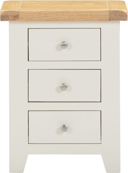 Windsor 3 Drawer Bedside - Ivory/Oak
