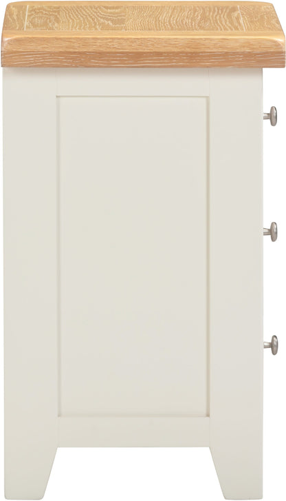 Windsor 3 Drawer Bedside - Ivory/Oak