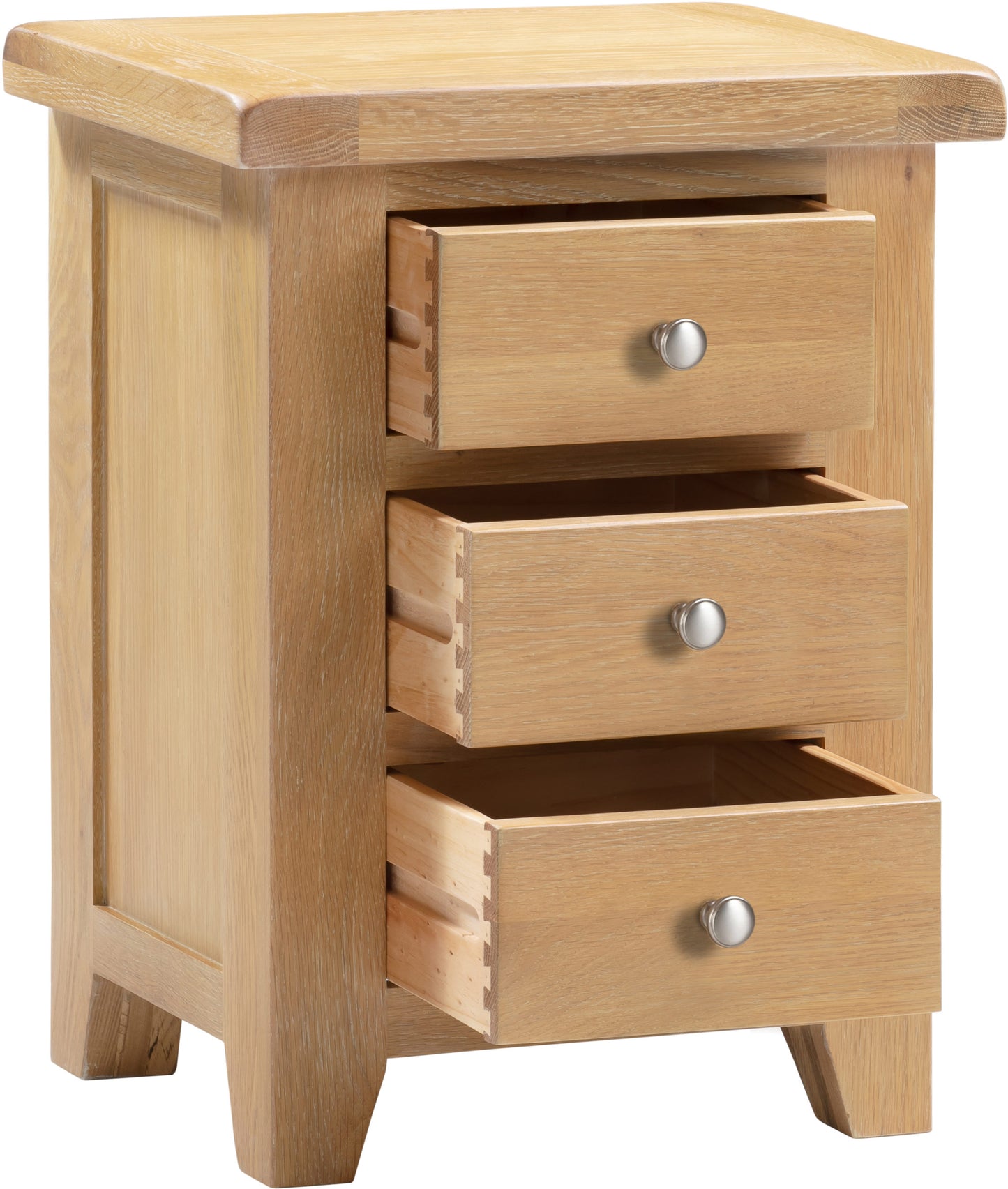 Windsor 3 Drawer Bedside - Natural Oak