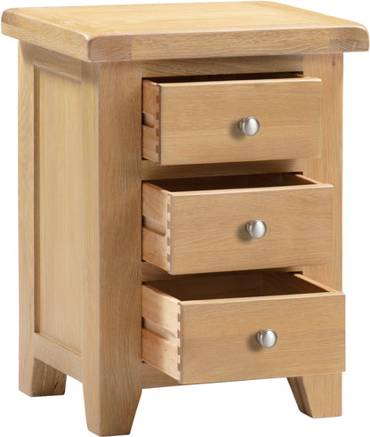 Windsor 3 Drawer Bedside - Natural Oak