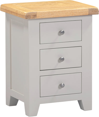 Windsor 3 Drawer Bedside - Pebble Grey/Oak