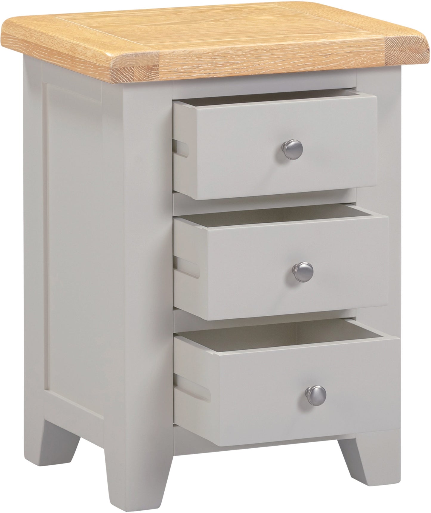 Windsor 3 Drawer Bedside - Pebble Grey/Oak