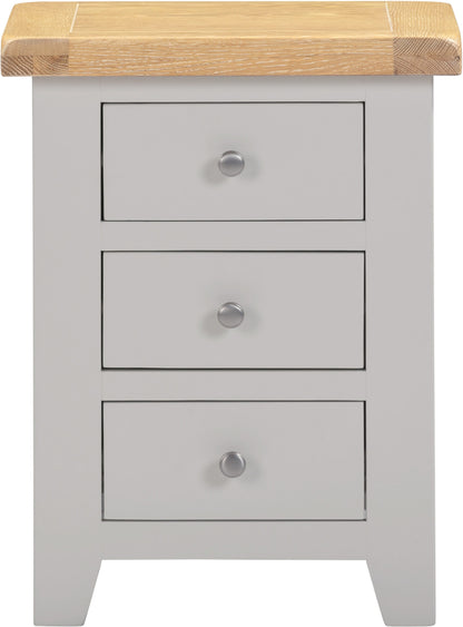 Windsor 3 Drawer Bedside - Pebble Grey/Oak