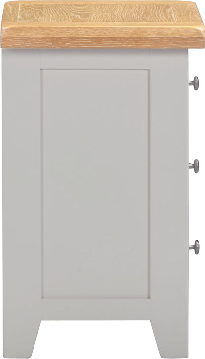 Windsor 3 Drawer Bedside - Pebble Grey/Oak