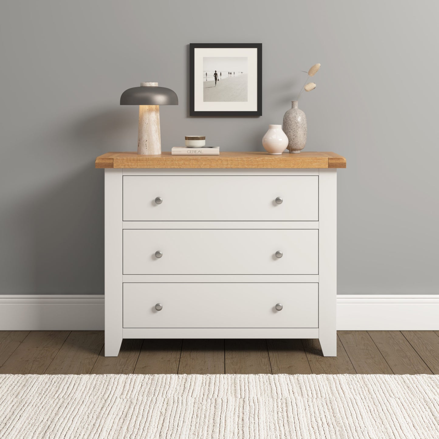 Windsor 3 Drawer Chest - Ivory/Oak