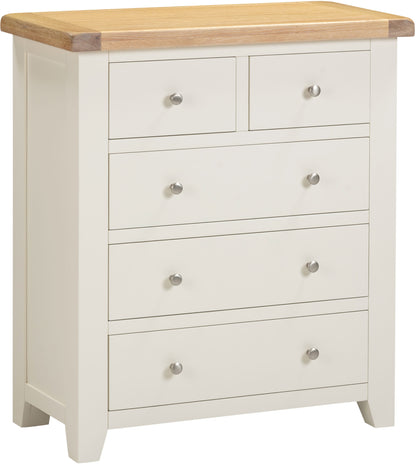 Windsor 3+2 Drawer Chest - Ivory/Oak