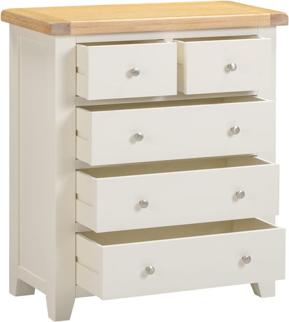 Windsor 3+2 Drawer Chest - Ivory/Oak