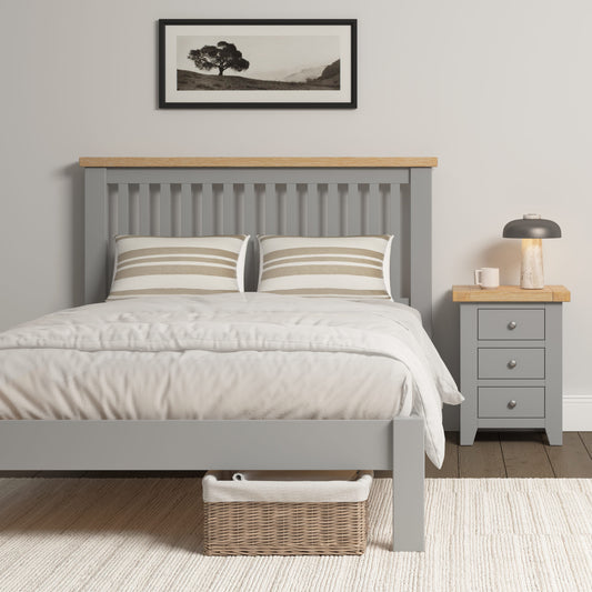 Windsor 4'6" Low End Bed - Pebble Grey/Oak