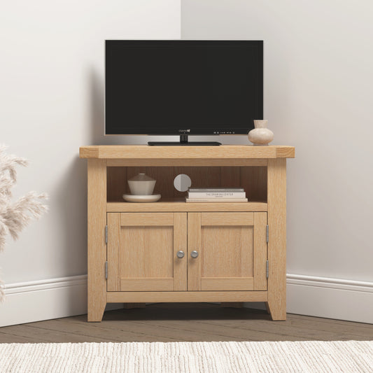 Windsor Corner Tv Unit - Natural Oak