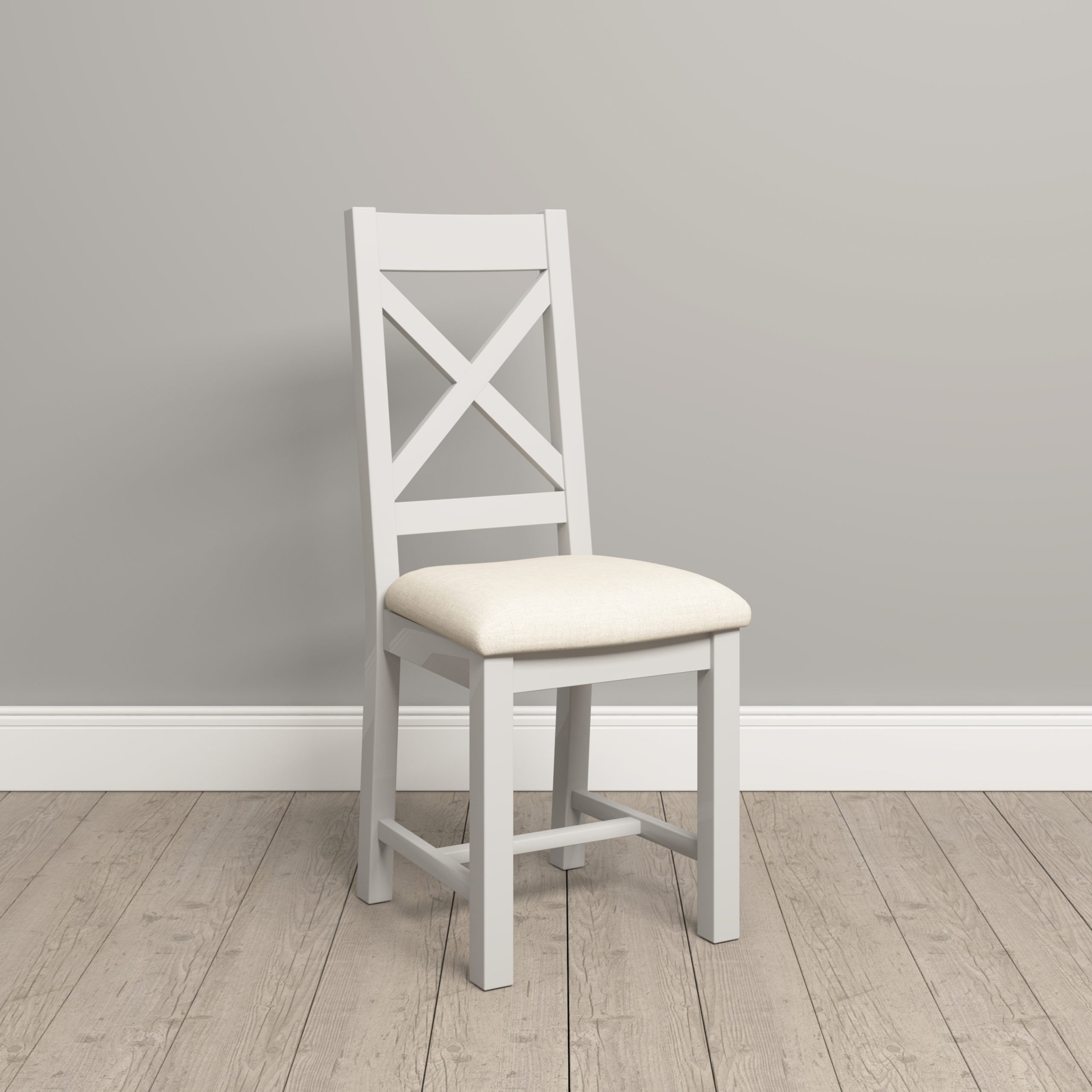 Windsor Cross Back Dining Chair (X2 Per Box) - Ivory/Oat Fabric