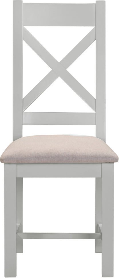 Windsor Cross Back Dining Chair (X2 Per Box) - Pebble Grey/Oat Fabric