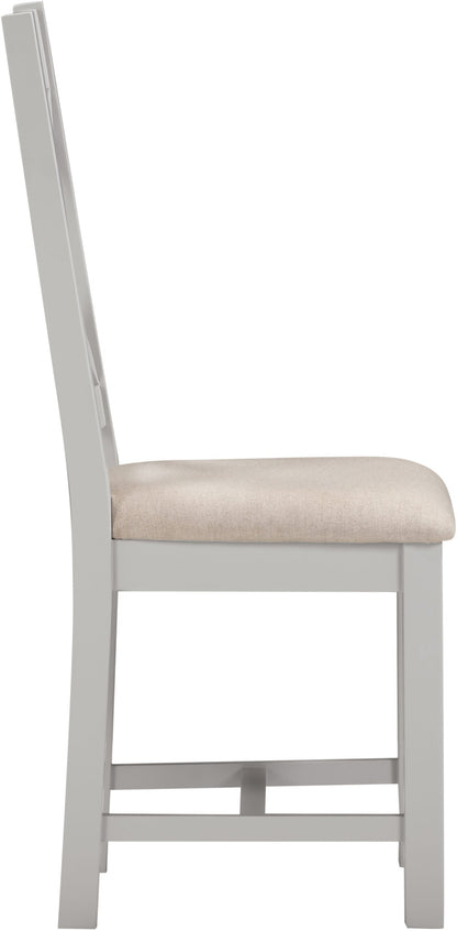 Windsor Cross Back Dining Chair (X2 Per Box) - Pebble Grey/Oat Fabric
