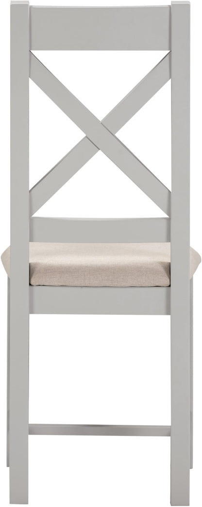 Windsor Cross Back Dining Chair (X2 Per Box) - Pebble Grey/Oat Fabric