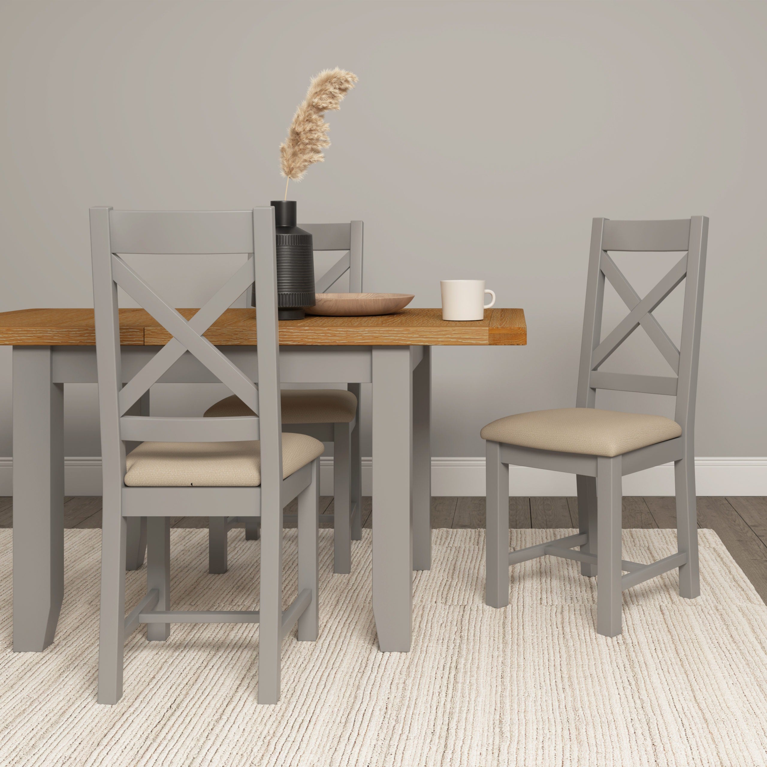 Windsor Extending Dining Table - Pebble Grey/Oak