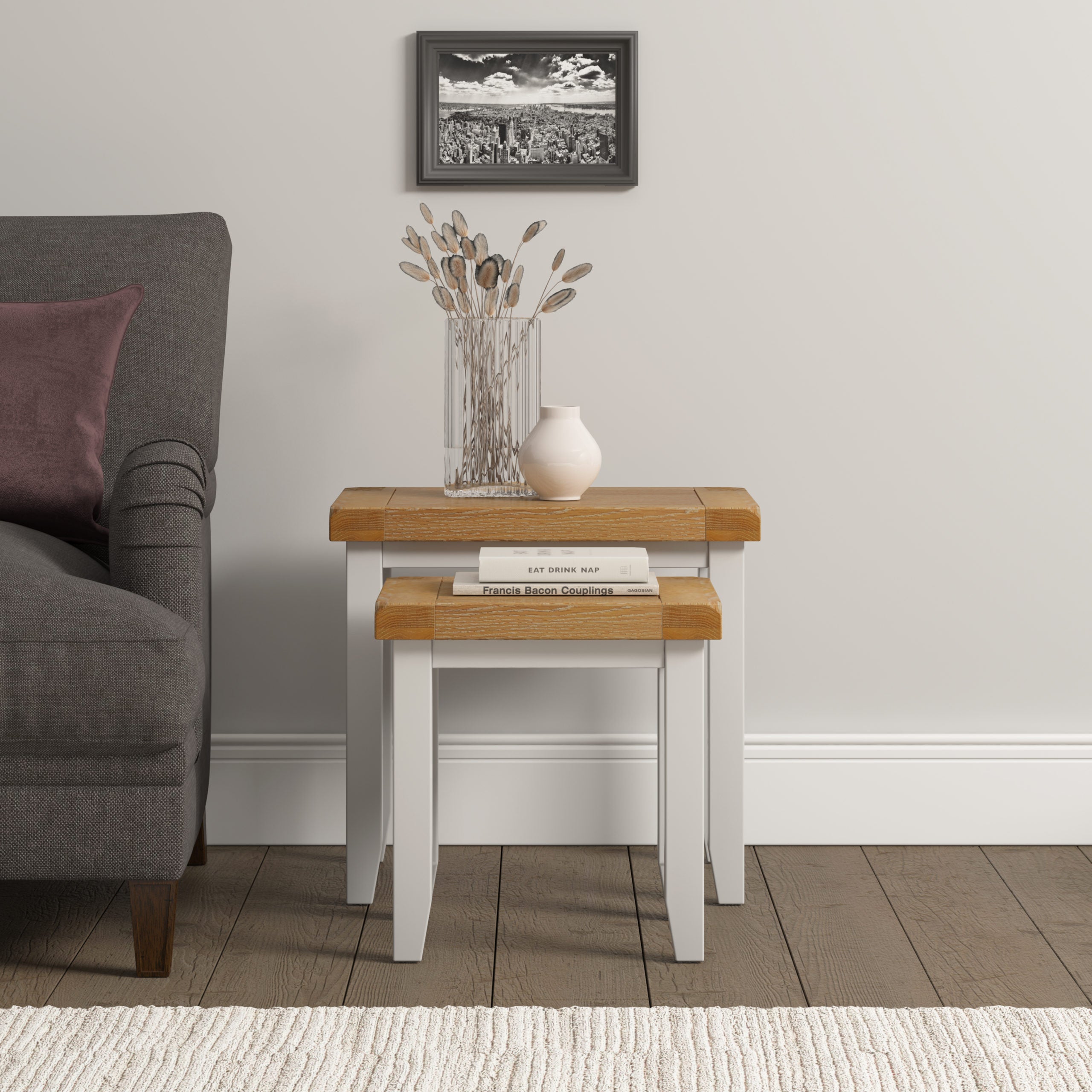 Windsor Nest Of 2 Tables - Ivory/Oak