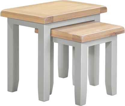 Windsor Nest Of 2 Tables - Pebble Grey/Oak