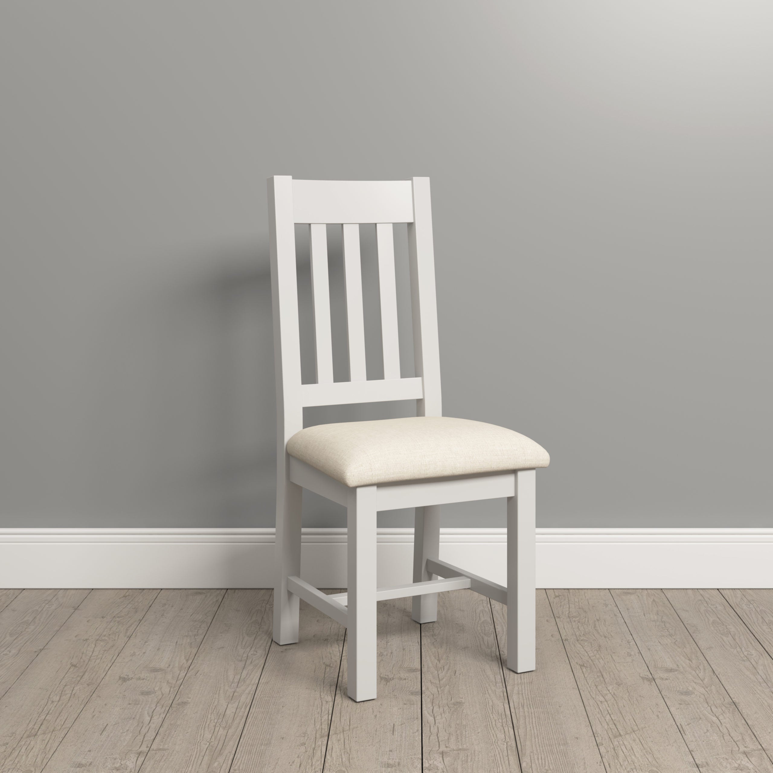 Windsor Slatted Dining Chair (X2 Per Box) - Ivory/Oat Fabric
