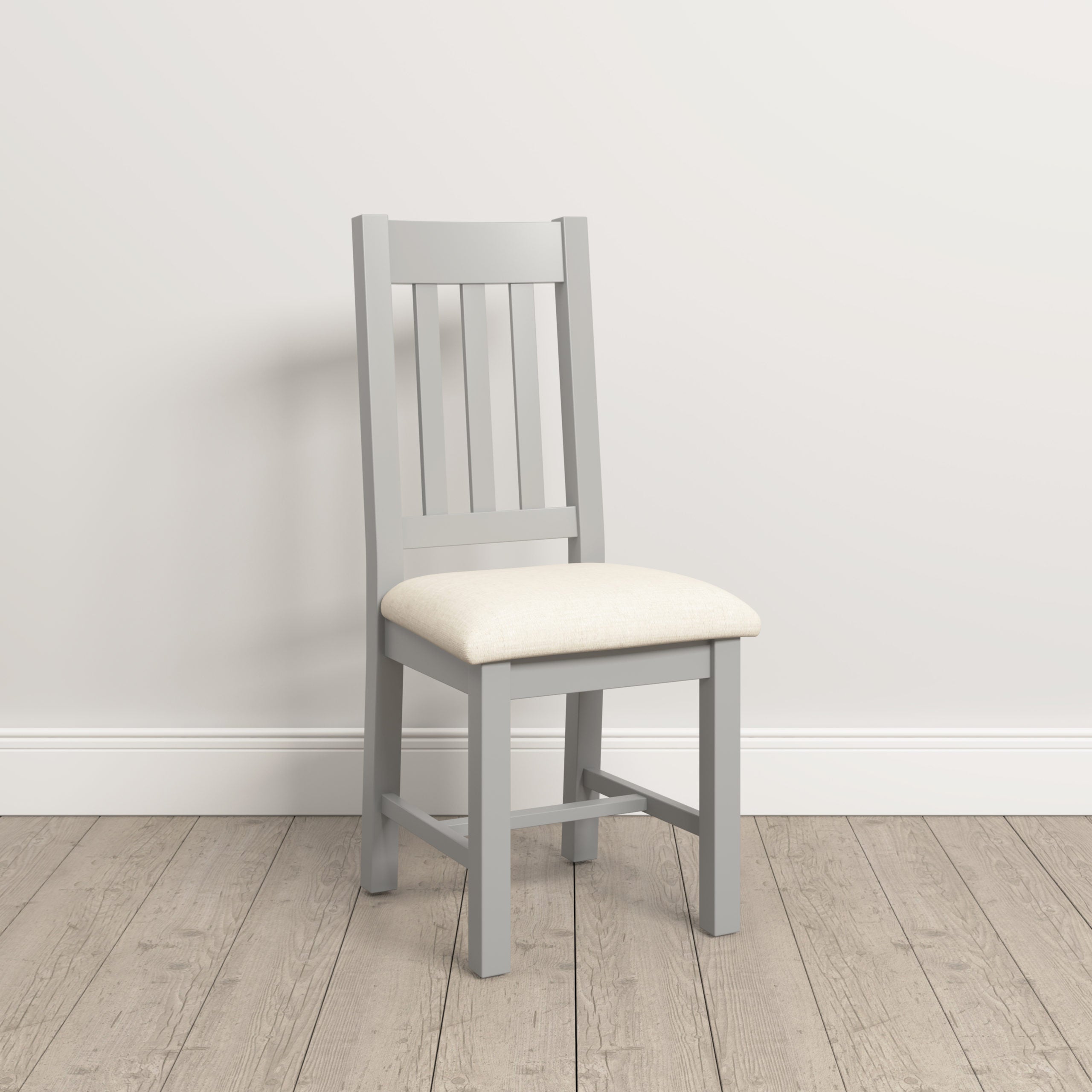 Windsor Slatted Dining Chair (X2 Per Box) - Pebble Grey/Oat Fabric